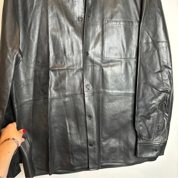 John Varvatos Leather Button Down Shirt - Picture 5 of 9